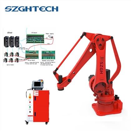 SZGH company has 25 models robot arms in mass production: including generalpurpose, welding, spraying, 
palletizing, grinding and handling types. All models are equipped with an intelligent robot control system which independently developed by us.